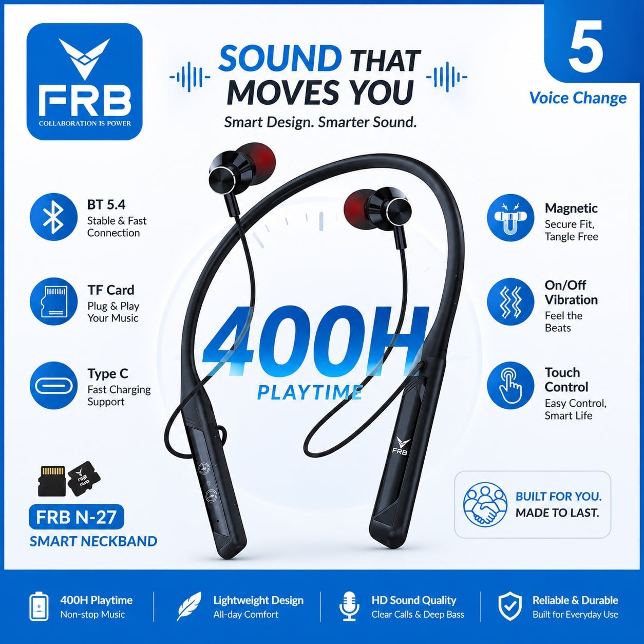 FRB-N27 Wireless Neckband – 400h FRB-N27 Wireless Neckband – 400h