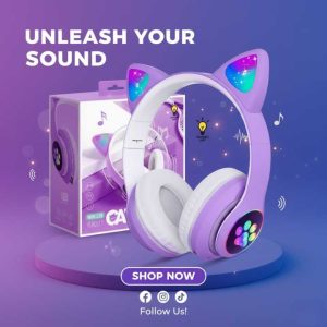 🎧 CAT STN-28 Wireless Headphone – Bluetooth 5.0 with Colorful LED 🌈✨