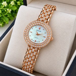 Rose Gold Diamond Design Ladies Watch For Gift Box– মেয়েদের ঘড়ি গিফট বক্স সহ