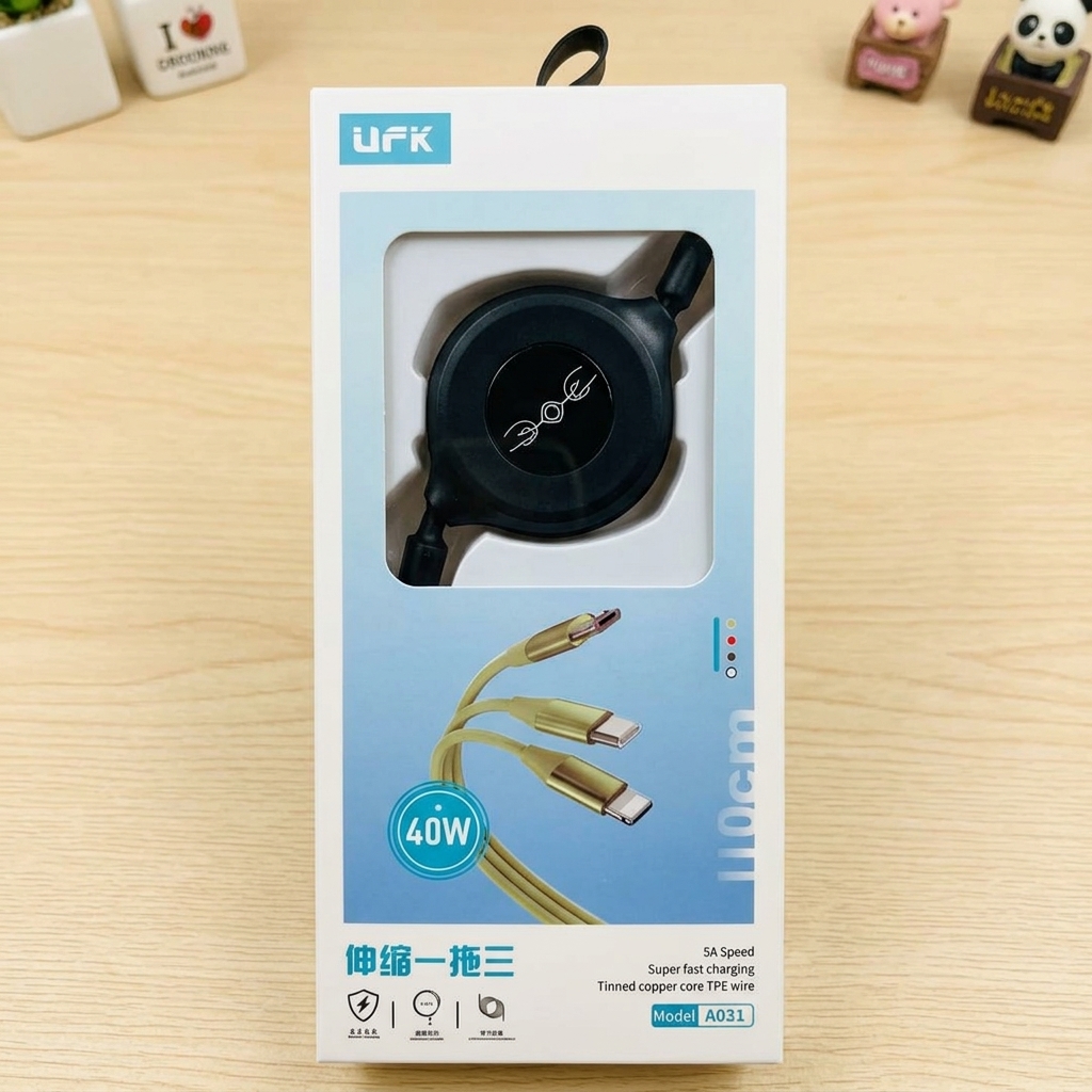 UFK 3-in-1 Retractable Super Fast Charging Cable (A031